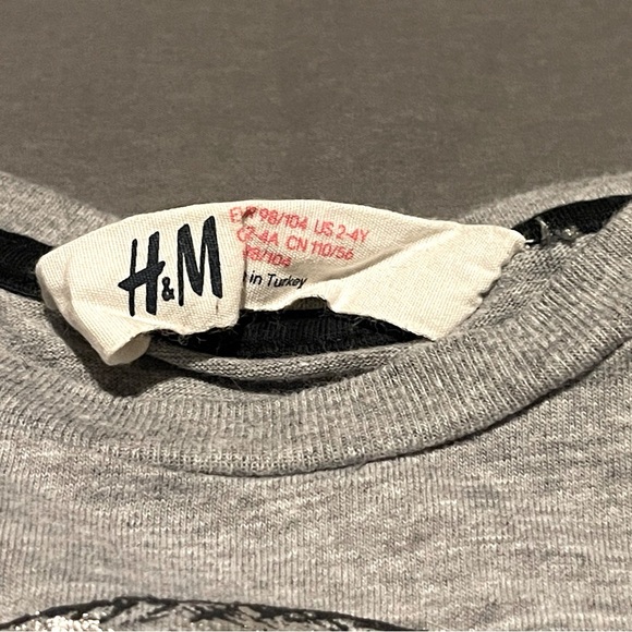 H&M Toddler Skull Skeleton Long Sleeve Tees - Sz 2-4Y - Gray Black - Picture 5 of 5